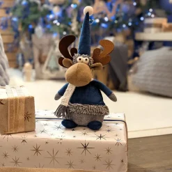 Renne de Noël (H30 cm) Gaby en bleu