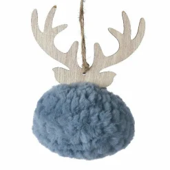 Renne à suspendre (H15 cm) Laine Bleu