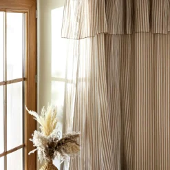 Rideau ajustable gaze de coton (140 x 300 cm) Gaïa rayures Ficelle