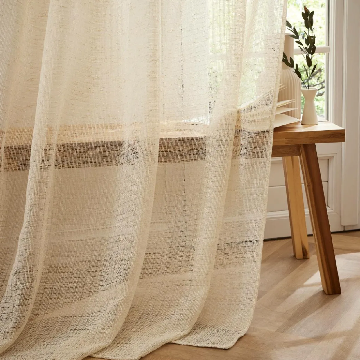 Rideau ajustable (140 x max 300 cm) Luis Beige