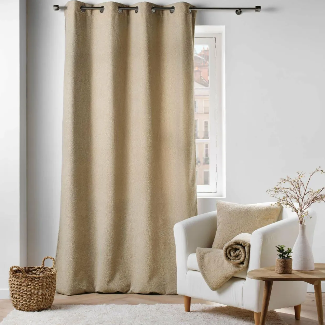 Rideau bouclette (140 x 240 cm) Wooly Beige
