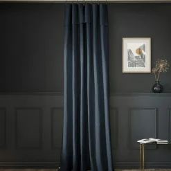 Rideau coton ajustable (140 x max 270 cm) Sixtine Bleu nuit
