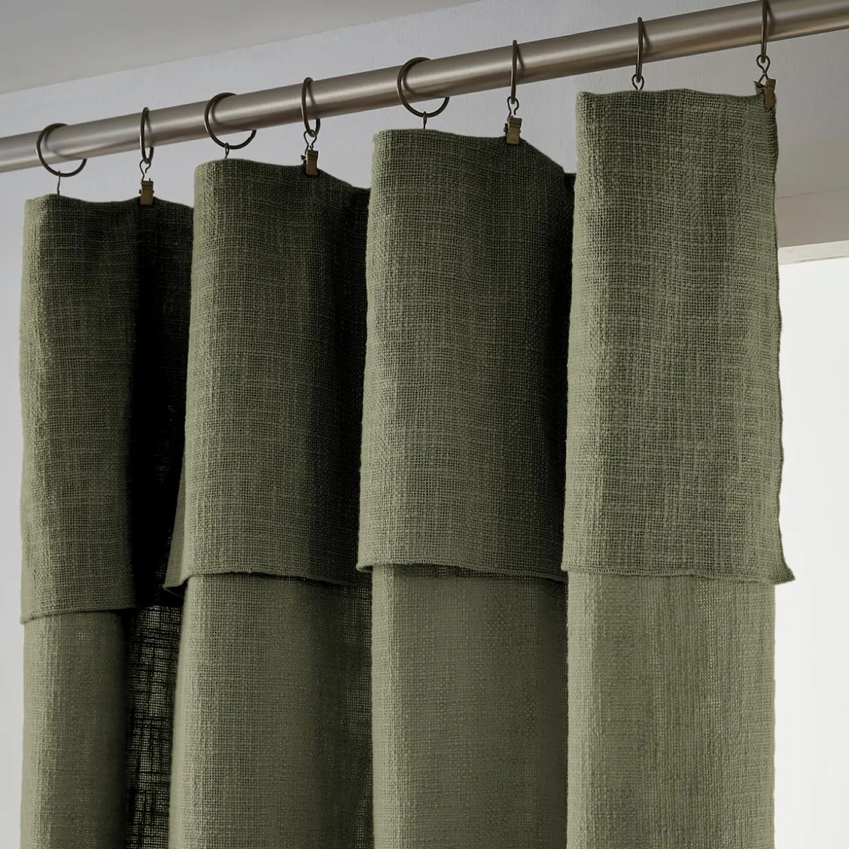 Rideau coton ajustable (140 x max 270 cm) Sixtine Vert romarin