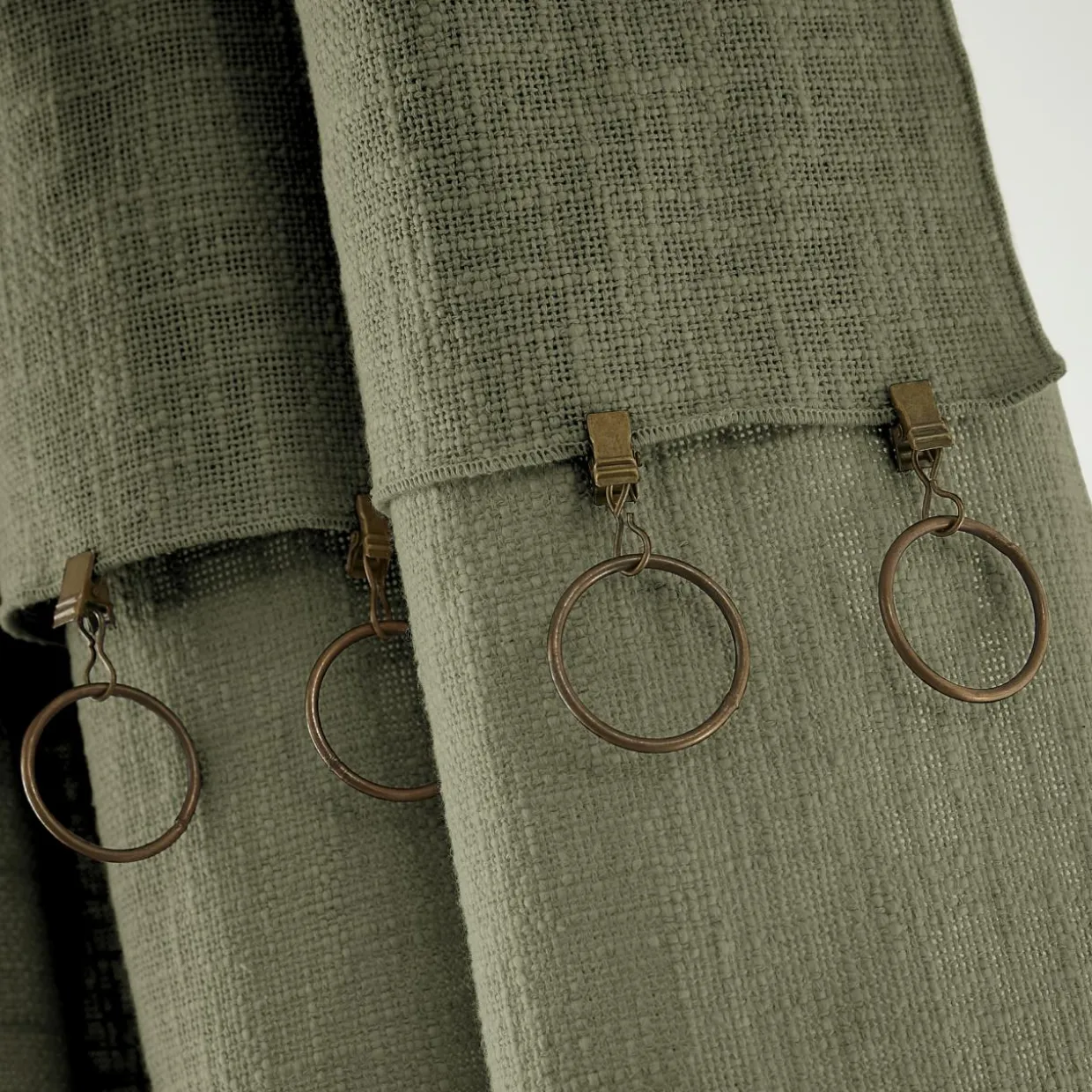 Rideau coton ajustable (140 x max 270 cm) Sixtine Vert romarin