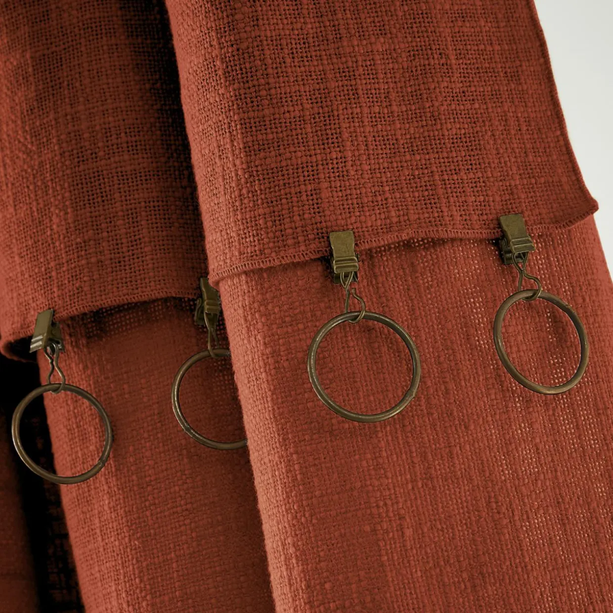 Rideau coton ajustable (140 x max 270 cm) Sixtine Terracotta