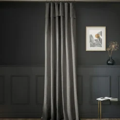 Rideau coton ajustable (140 x max 270 cm) Sixtine Gris ardoise