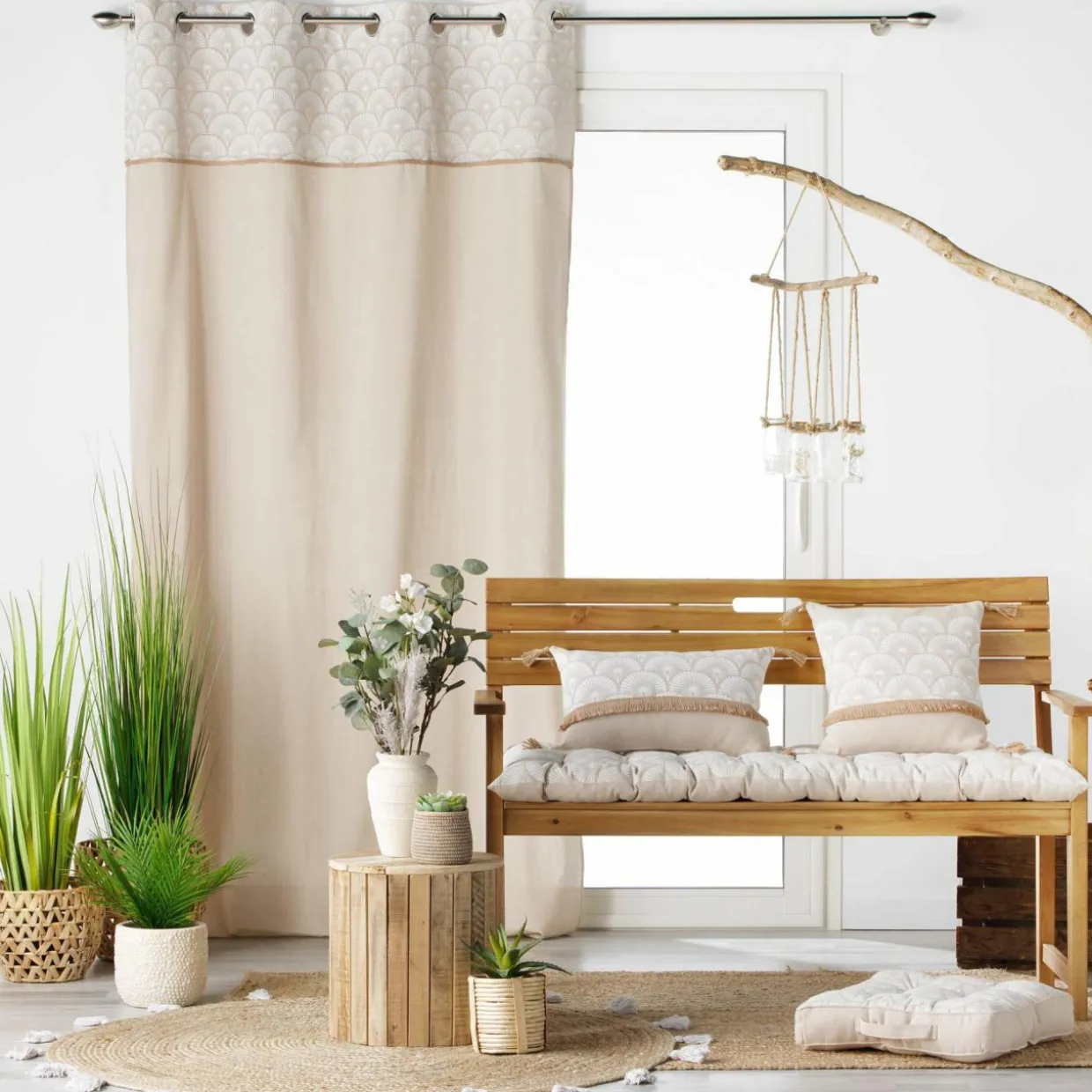Rideau coton (140 x 240 cm) Bahina Beige