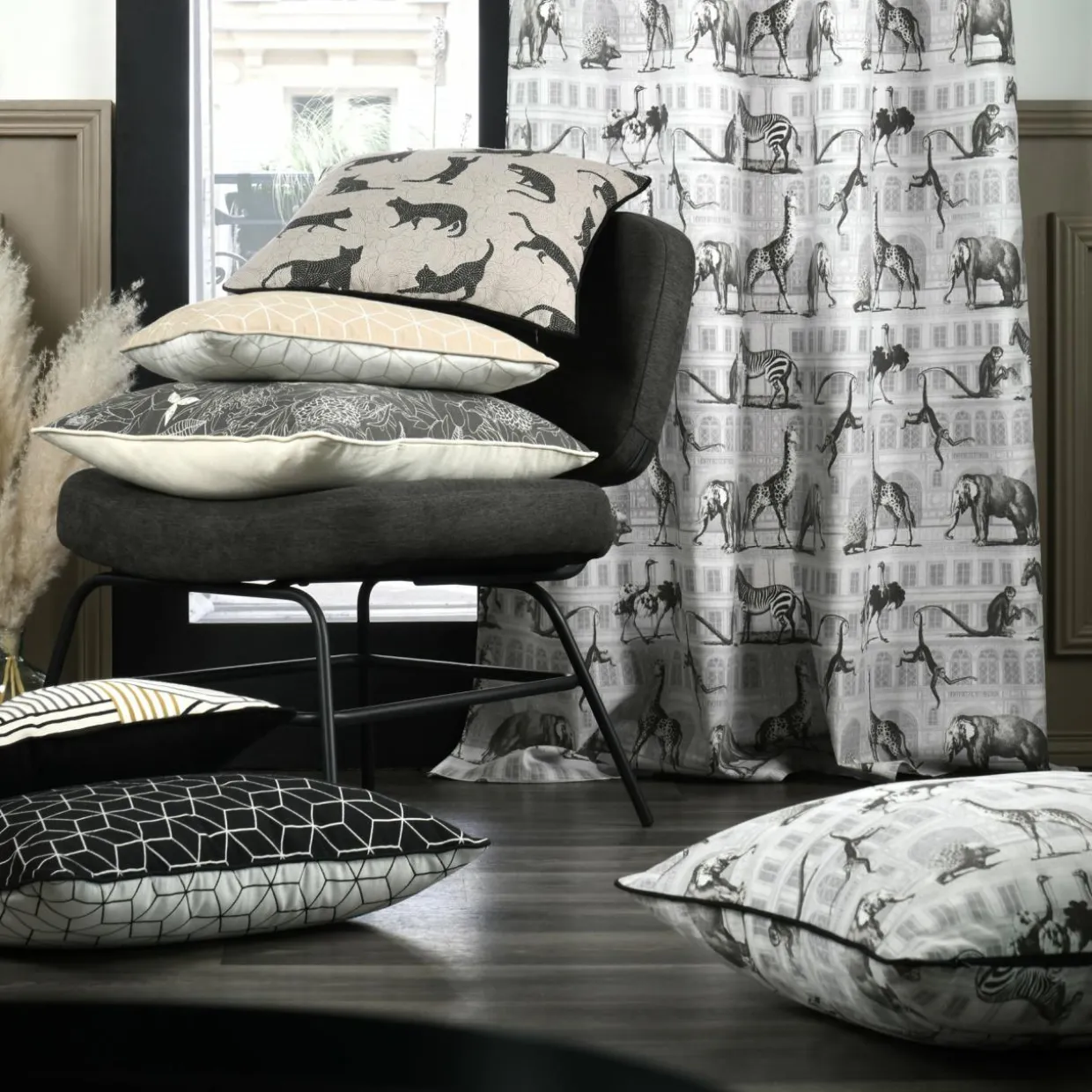 Rideau coton (135 x 250 cm) Haussmann Gris