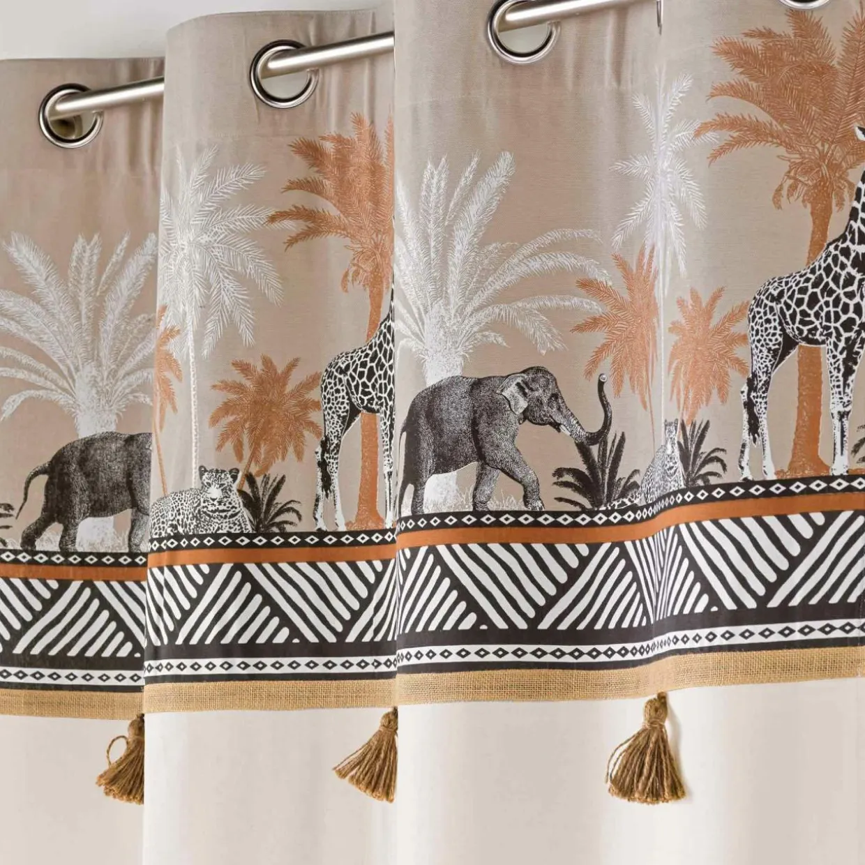 Rideau coton (140 x 240 cm) Kenya lodge Taupe