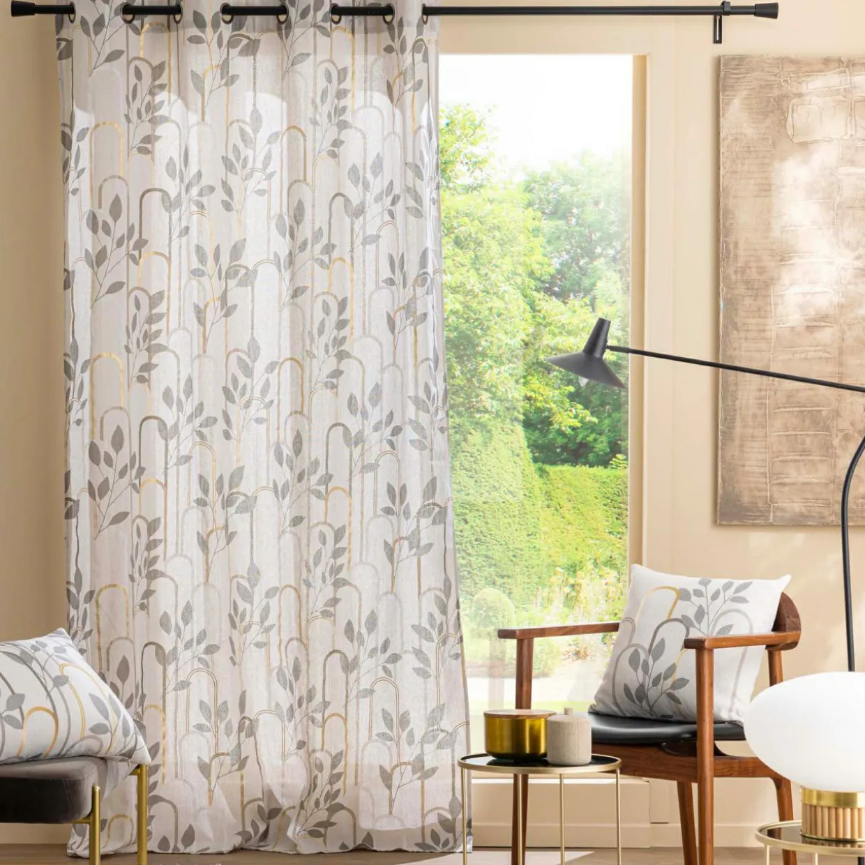 Rideau coton (140 x 240 cm) Roseris Gris