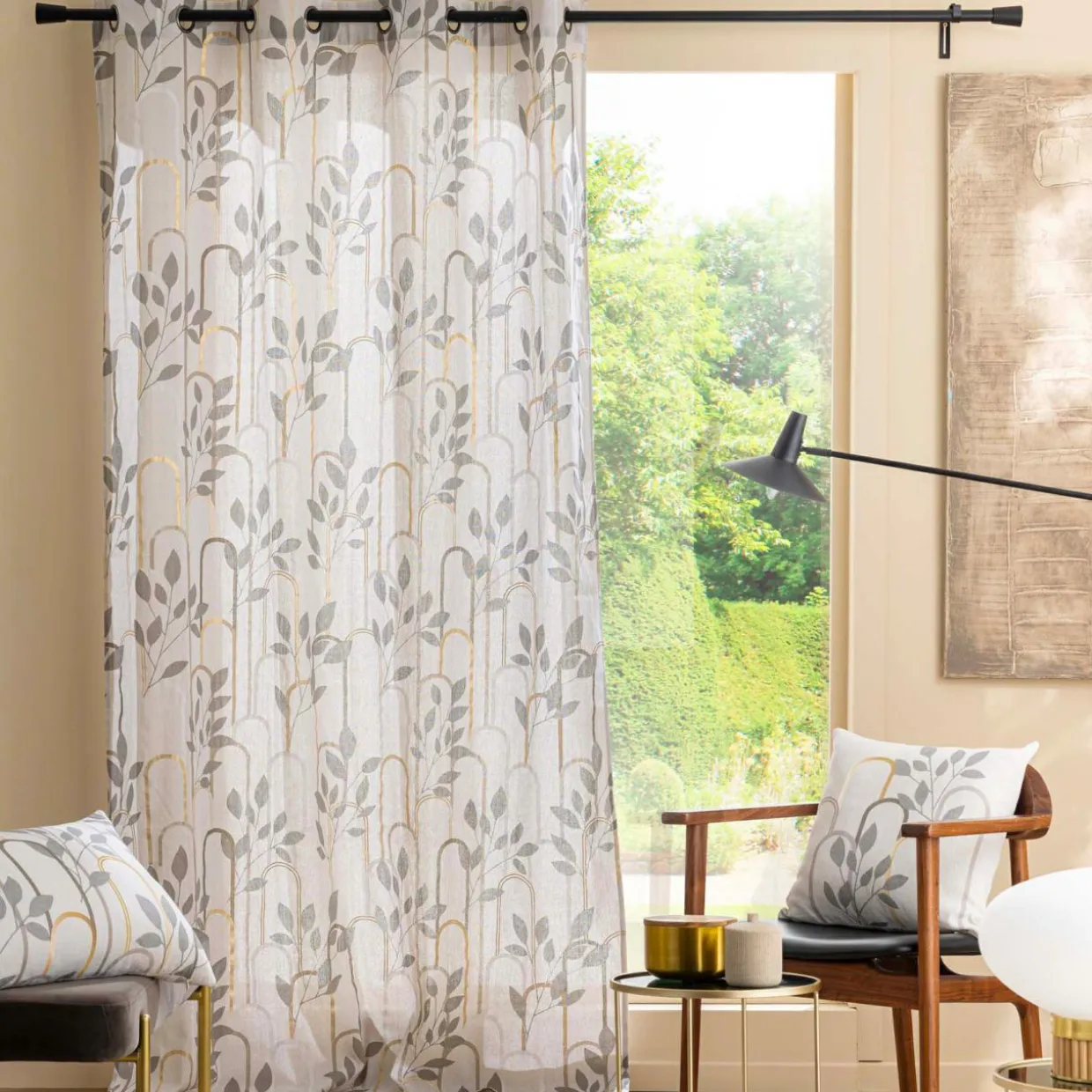 Rideau coton (140 x 280 cm) Roseris Gris