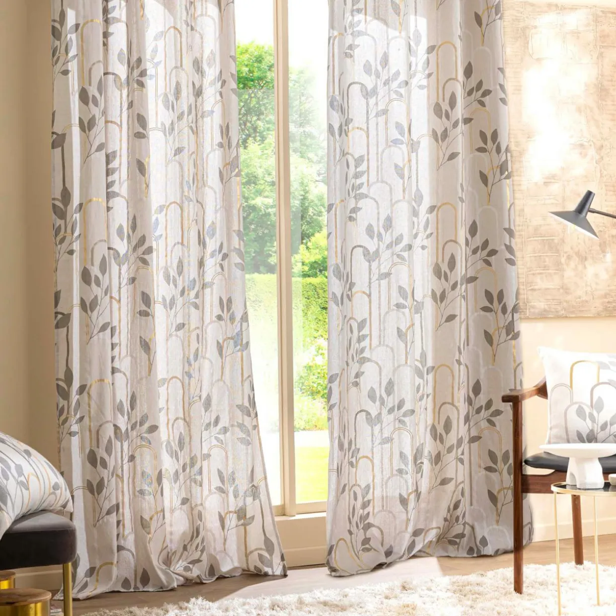 Rideau coton (140 x 280 cm) Roseris Gris
