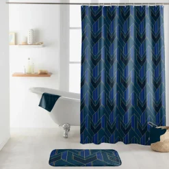Rideau de douche à anneaux (180 x 200 cm) Achille Bleu