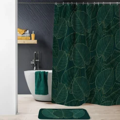 Rideau de douche à anneaux (180 x 200 cm) Jade Vert