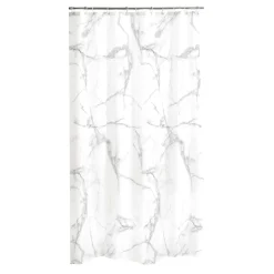 Rideau de douche à anneaux (180 x 200 cm) Marbre Gris