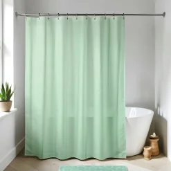 Rideau de douche à anneaux (180 x 200 cm) Uni Vert amande