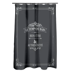 Rideau de douche à anneaux (180 x 200 cm) Vintage Gris