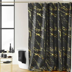 Rideau de douche effet marbre (180 x 200 cm) Aquamarbre Noir