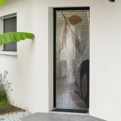 Rideau de porte bambou (90 x 200 cm) Abstraction Beige