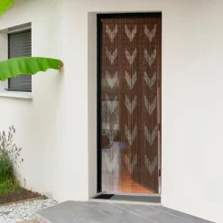 Rideau de porte bambou (90 x 200 cm) Chevron Taupe