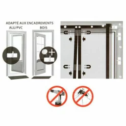 Rideau de porte Moustiquaire (100 x H220 cm) Aimanté Ecru