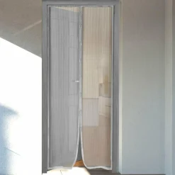 Rideau de porte Moustiquaire (100 x H220 cm) Aimanté Gris