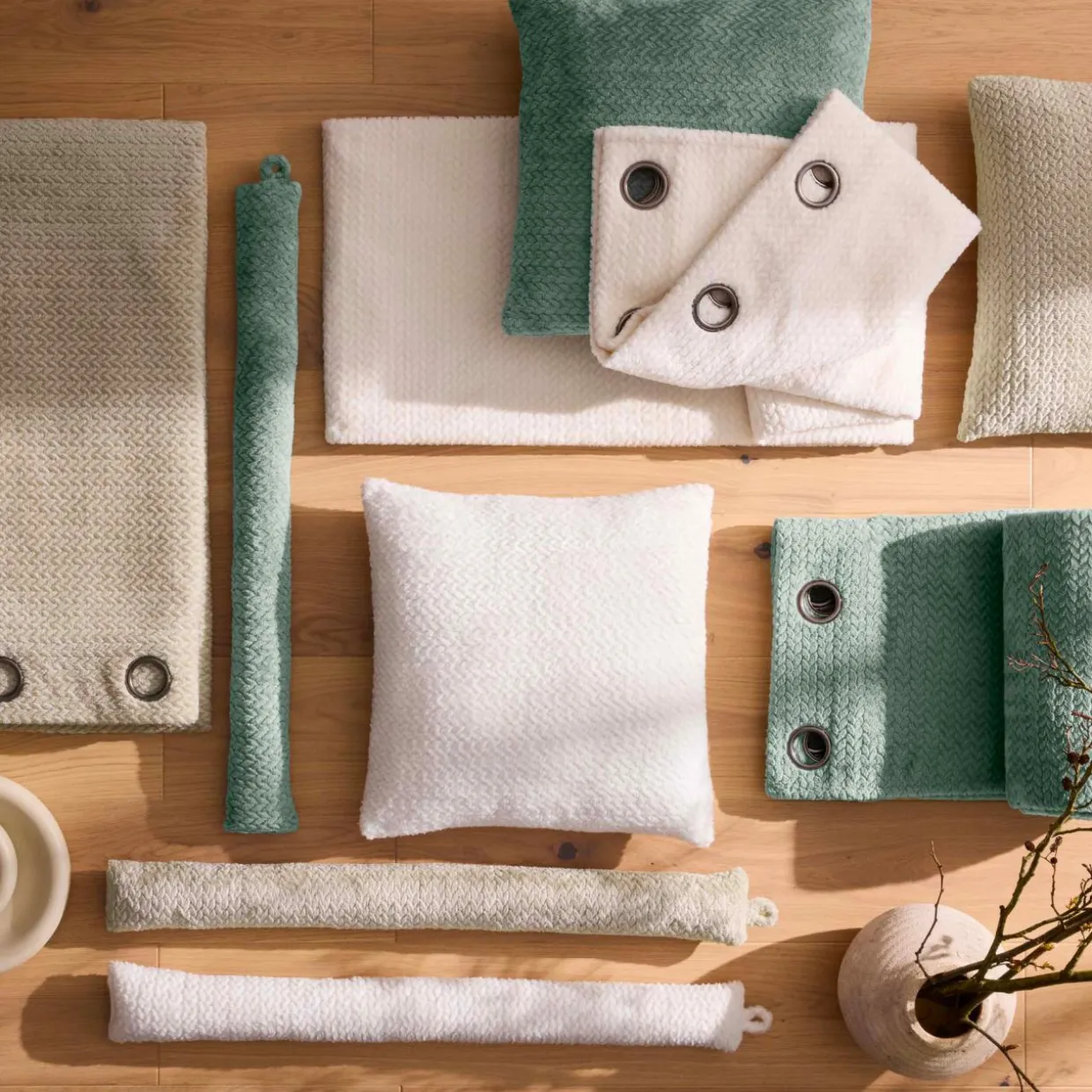 Rideau flanelle relief (140 x 240 cm) Flanela Ecru