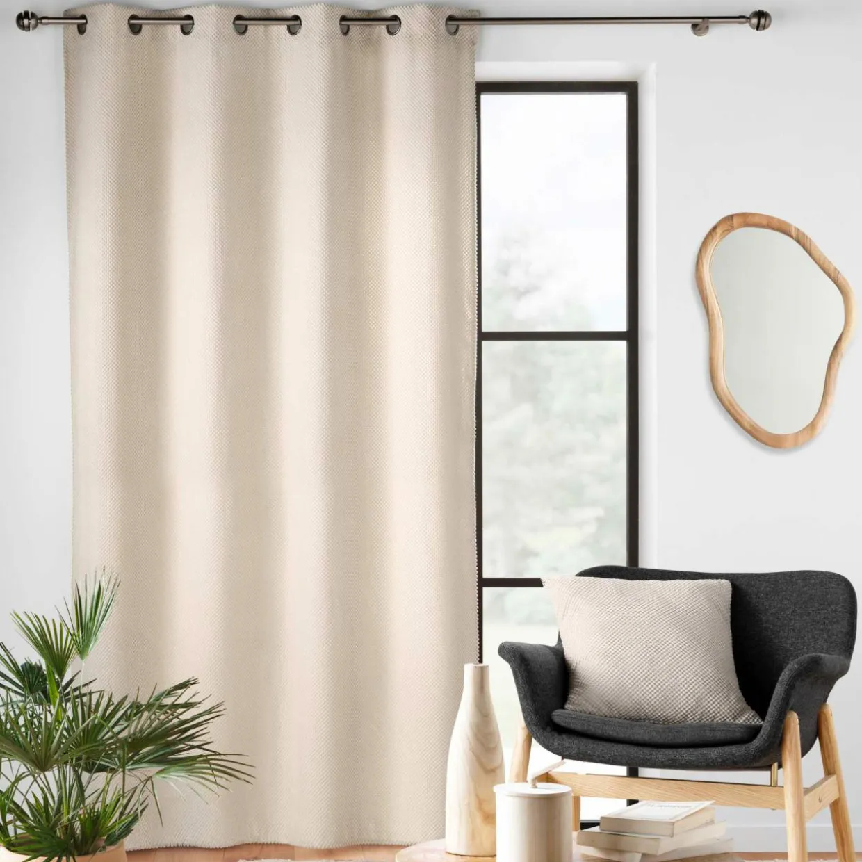 Rideau flanelle relief (140 x 260 cm) Java Ecru