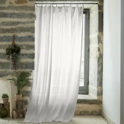 Rideau gaze de coton ajustable (140 x max 300 cm) Gaïa Gris nuage