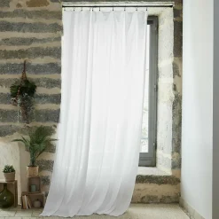 Rideau gaze de coton ajustable (140 x max 300 cm) Gaïa Blanc chantilly