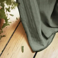 Rideau gaze de coton ajustable (140 x max 300 cm) Gaïa Vert romarin