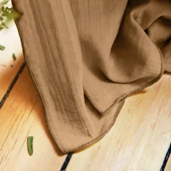 Rideau gaze de coton ajustable (140 x max 300 cm) Gaïa Camel