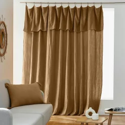 Rideau gaze de coton ajustable (280 x max 300 cm) Gaïa Camel