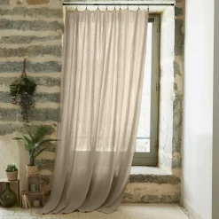 Rideau gaze de coton ajustable (180 x max 300 cm) Gaïa Ficelle