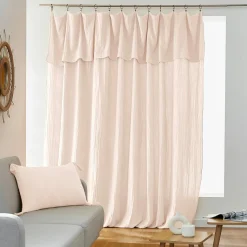 Rideau gaze de coton ajustable (280 x max 300 cm) Gaïa Rose poudré