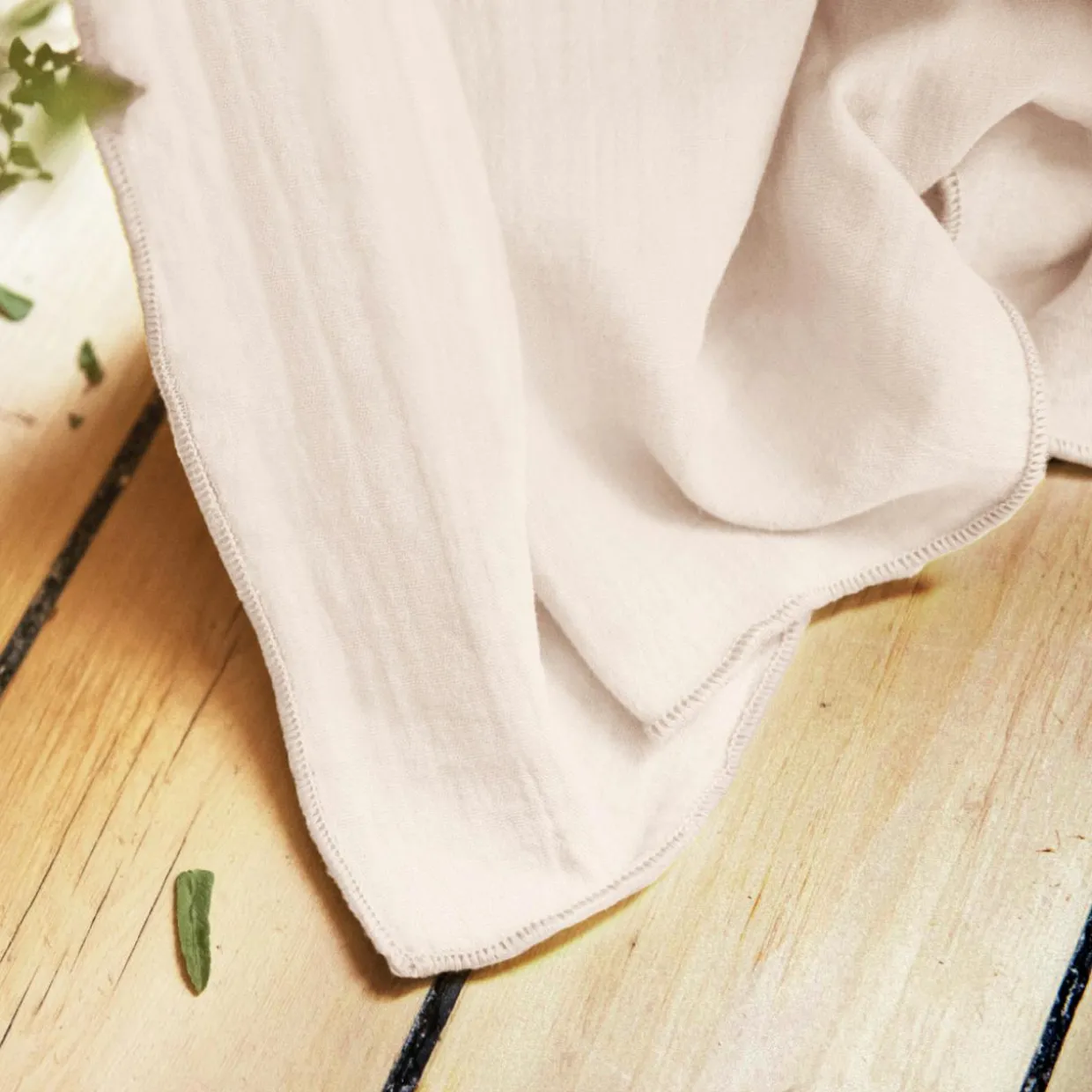 Rideau gaze de coton ajustable (280 x max 300 cm) Gaïa Rose poudré