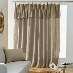 Rideau gaze de coton ajustable (280 x max 300 cm) Gaïa Ficelle