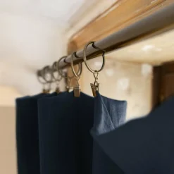 Rideau gaze de coton ajustable (280 x max 300 cm) Gaïa Bleu nuit