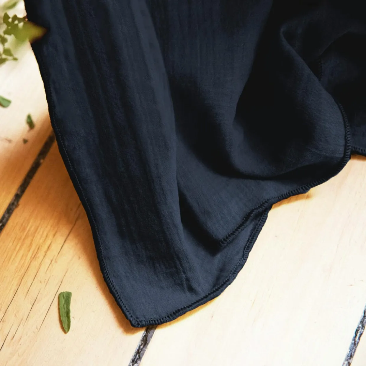 Rideau gaze de coton ajustable (180 x max 300 cm) Gaïa Bleu nuit