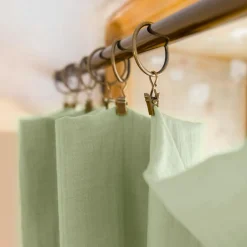 Rideau gaze de coton ajustable (140 x max 300 cm) Gaïa Vert tilleul