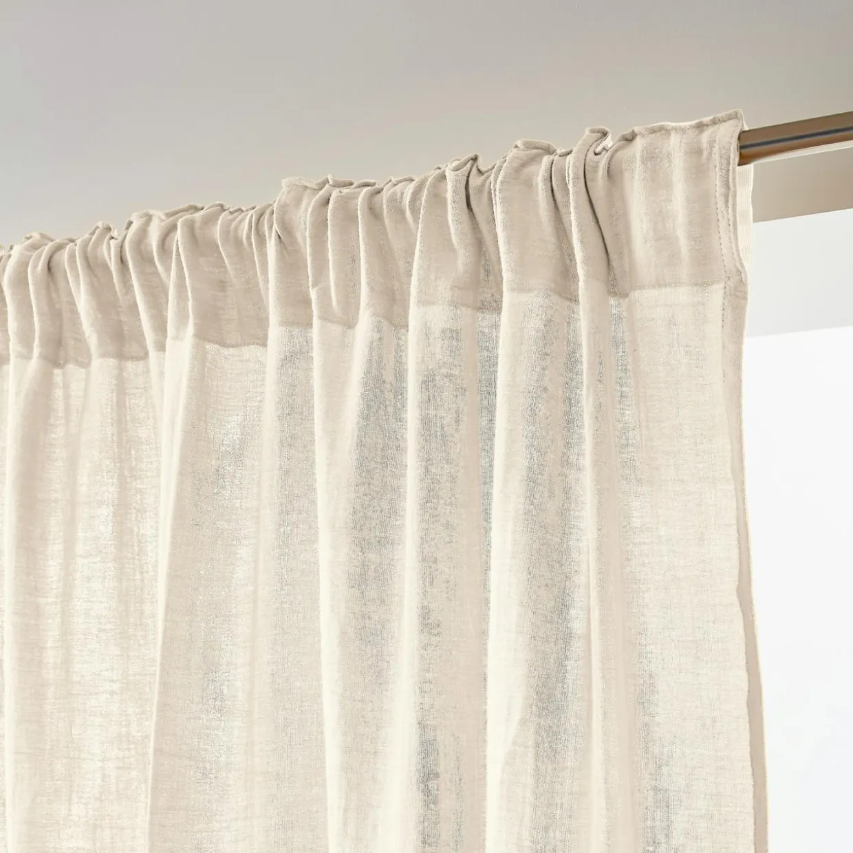 Rideau gaze de coton galon fronceur (180 x 240 cm) Gaïa Beige pampa