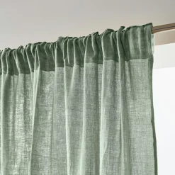 Rideau gaze de coton galon fronceur (140 x 240 cm) Gaïa Vert eucalyptus