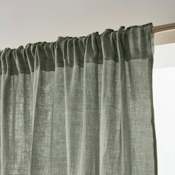 Rideau gaze de coton galon fronceur (180 x 240 cm) Gaïa Vert romarin