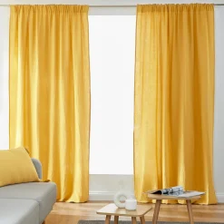 Rideau gaze de coton galon fronceur (180 x 240 cm) Gaïa Jaune safran