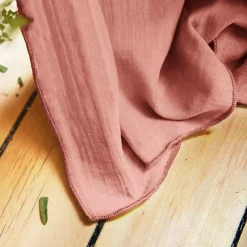 Rideau gaze de coton galon fronceur (180 x 240 cm) Gaïa Rose pêche