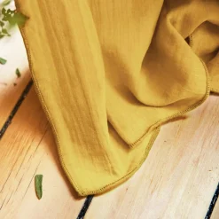 Rideau gaze de coton galon fronceur (140 x 240 cm) Gaïa Jaune safran