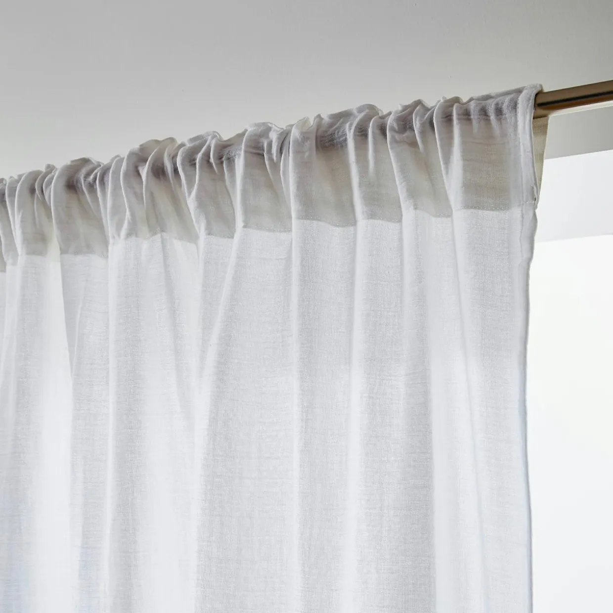 Rideau gaze de coton galon fronceur (180 x 240 cm) Gaïa Gris nuage