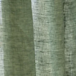 Rideau lin lavé ajustable (140 x max 270 cm) Louise Vert romarin