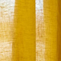 Rideau lin lavé ajustable (140 x max 270 cm) Louise Jaune moutarde