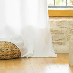 Rideau lin lavé ajustable (140 x max 270 cm) Louise Blanc